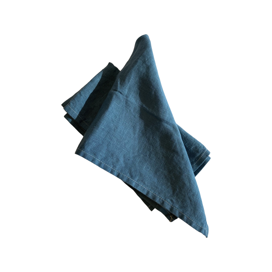Dark Slate Gray Linen Napkins - Indigo (Set of 2) Celina Mancurti