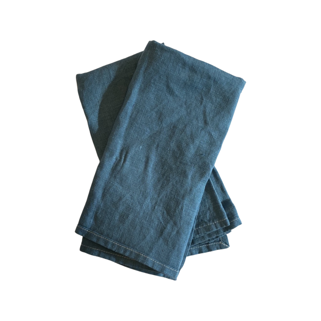 Dark Slate Gray Linen Napkins - Indigo (Set of 2) Celina Mancurti