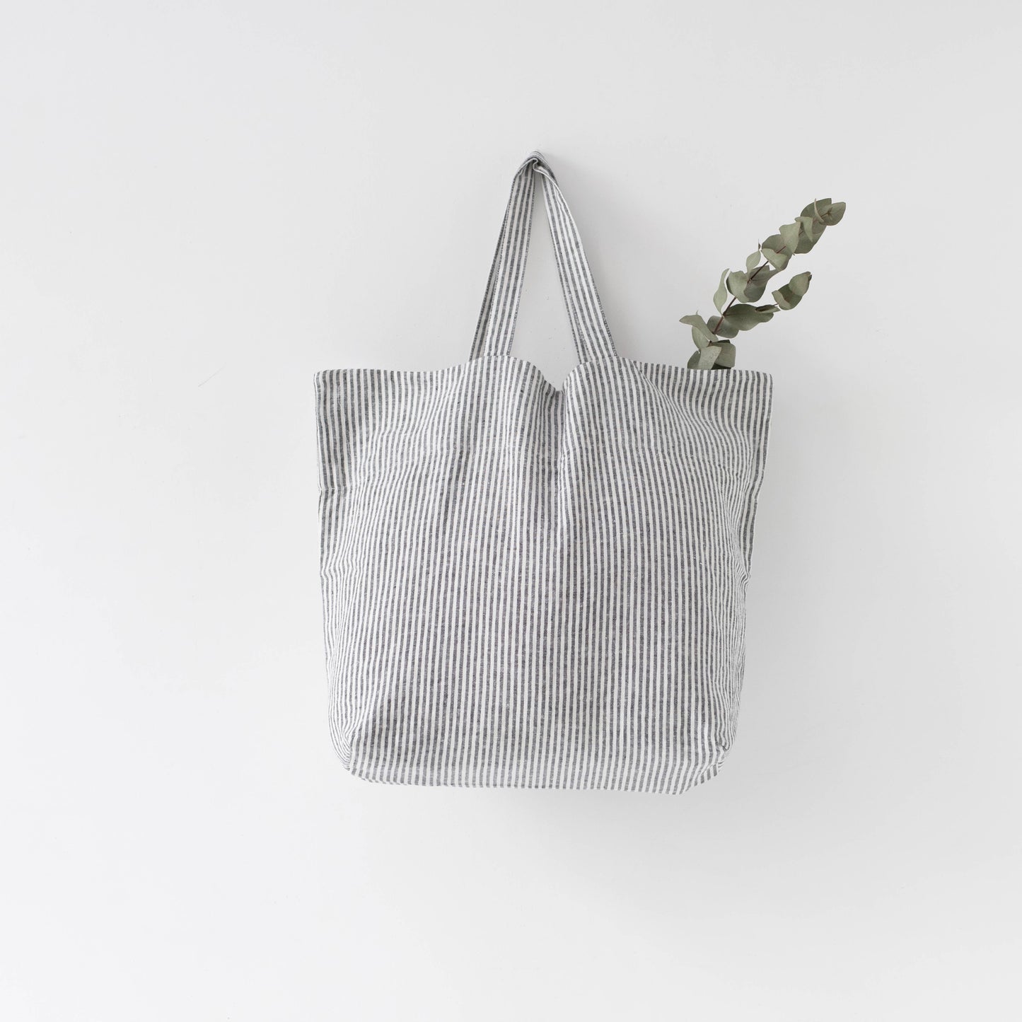 Thin Black Stripes Linen Big Bag