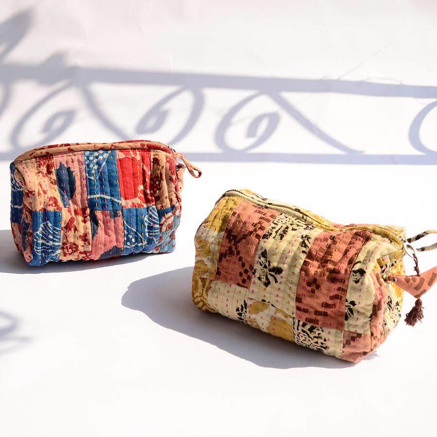 Zero Waste Cotton Large Toiletry Bag Travel Pouch - PATCH