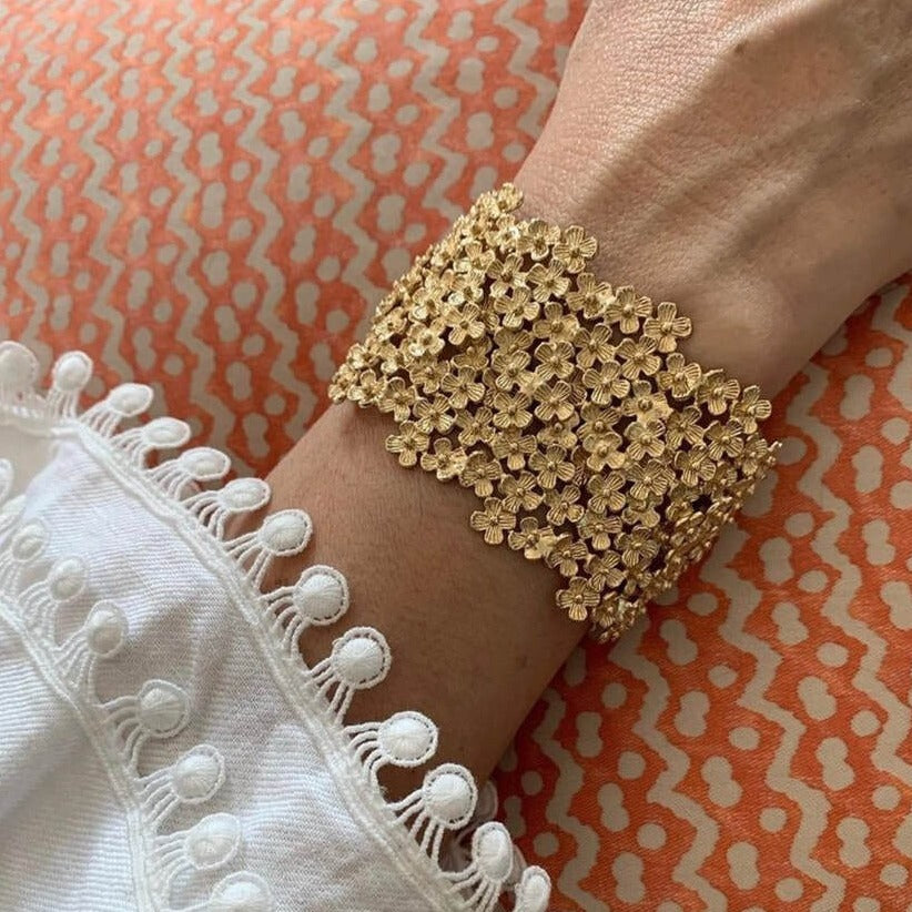 Dim Gray Floral Cuff - Gold Adelaide Harris