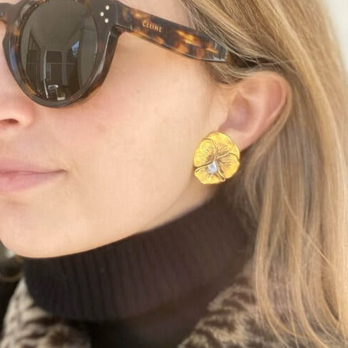 Rosy Brown Pansy Clip On Earring Janet Mavec