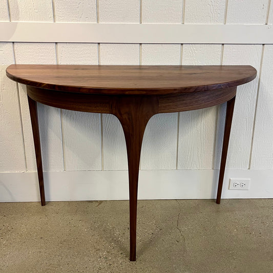 Walnut Demi Lune Side Table Console