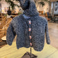 Tan Baby Sweater & Hat Set - Grey Marled with Fox buttons Possum Hill