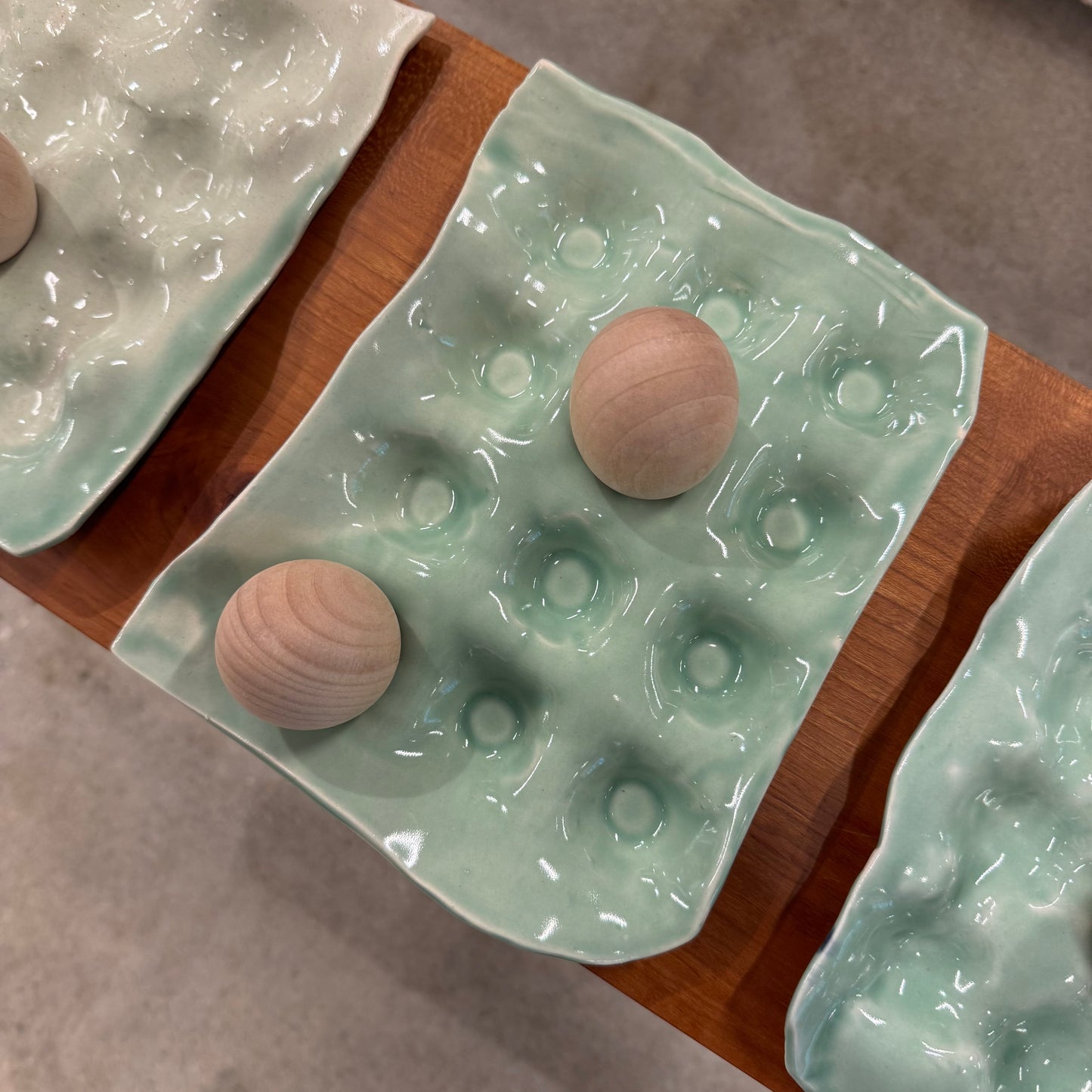 Dim Gray Handmade Egg Tray x 12 Celadon River Road Ceramics