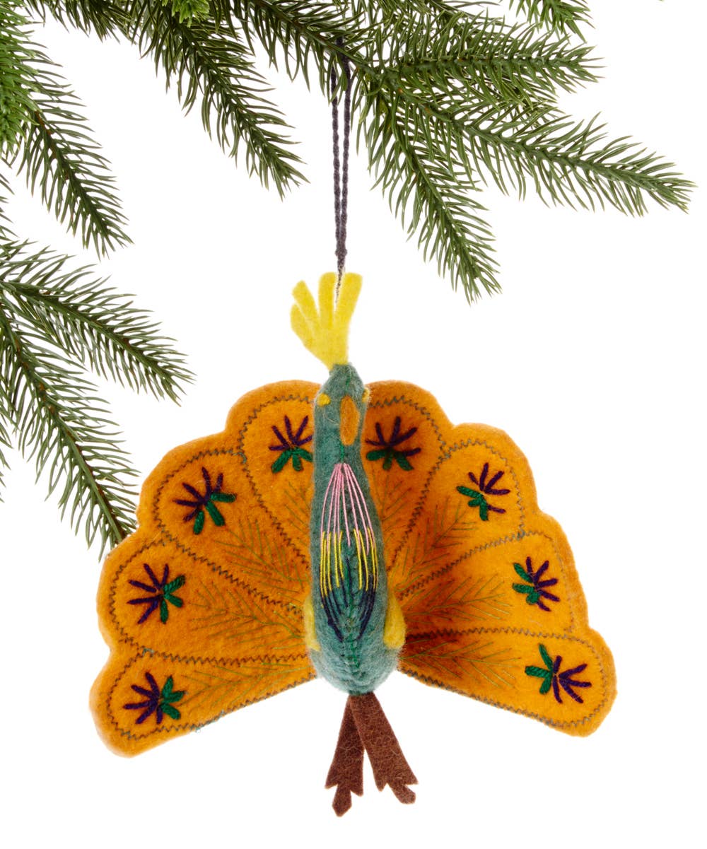 Peacock Ornament: Yellow