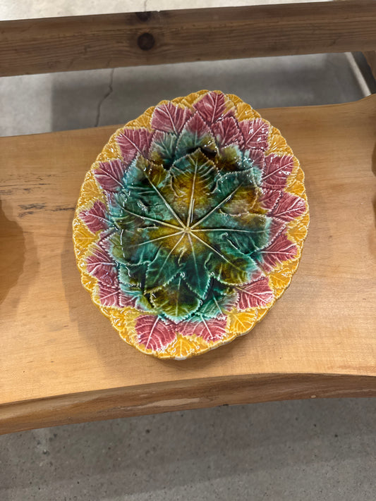 Dim Gray Majolica Oval Multi-Leaf Dish Pete Hathaway