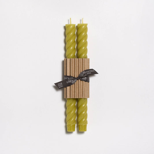 10" Rope Taper Beeswax Candle: Celadon
