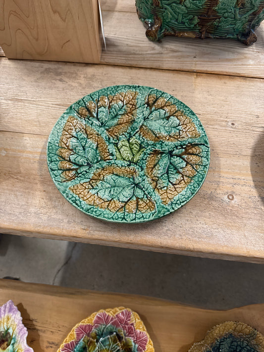 Tan Majolica Begonia Leaf Large Plate Pete Hathaway
