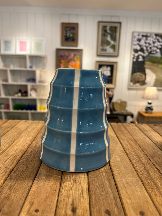 Light Blue White Striped Vase