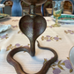 Light Gray Pair of Indian Brass Cobra Formed Candlesticks Pete Hathaway