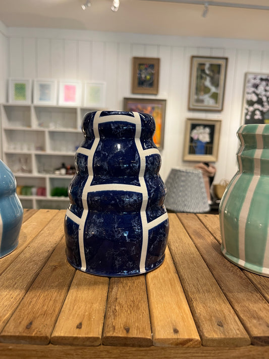 Cobalt White Striped Vase