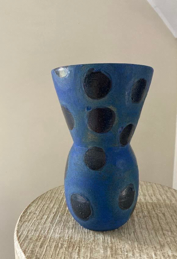 Claude Renaud Flare Blue Dotted Vase
