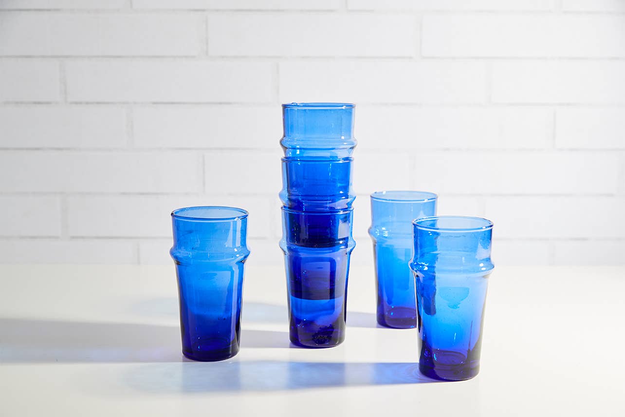 Lavender Moroccan Beldi Glassware - Blue: Blue Verve Culture