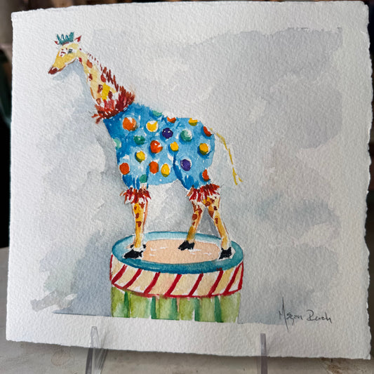 Dark Gray “Circus Giraffe” Unframed Watercolor Megan Ruch