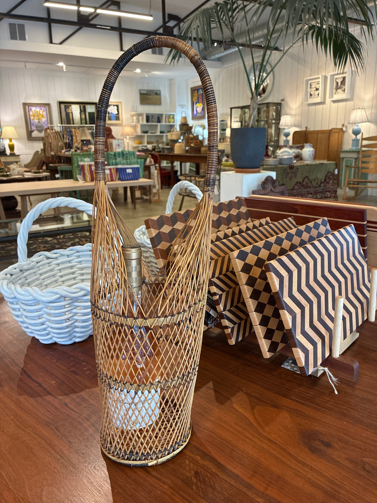 Vintage Woven Wine Basket
