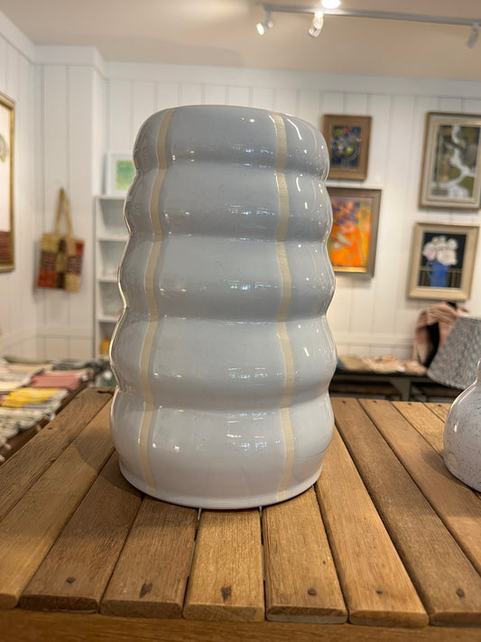 Lavender White Striped Vase