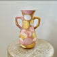 Yellow/Pink/Caramel handle 9.5” vase