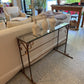 Hand-Forged Iron Flower Stand Glass Top Console