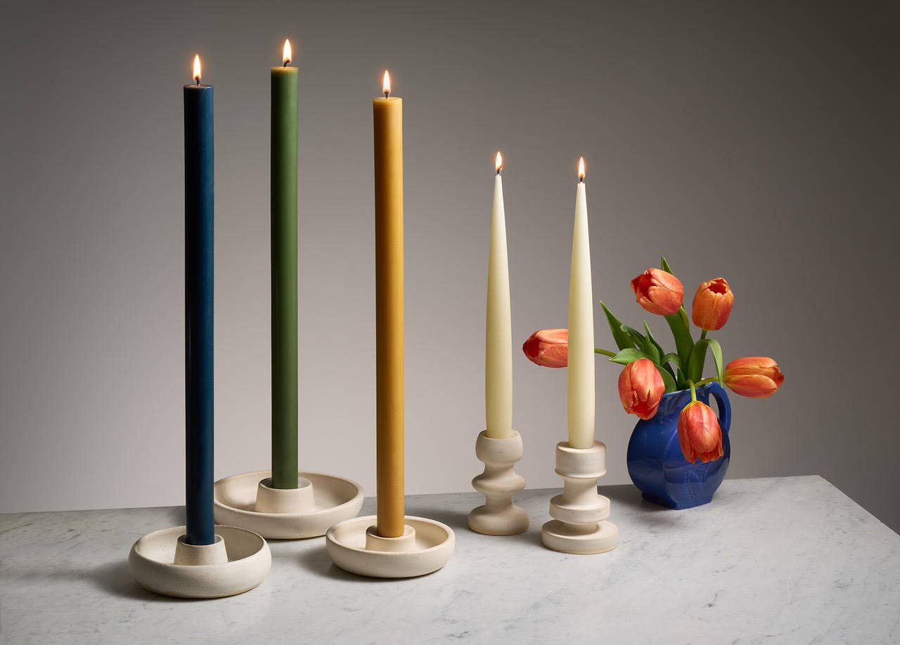 12" Taper Beeswax Candles: Cream