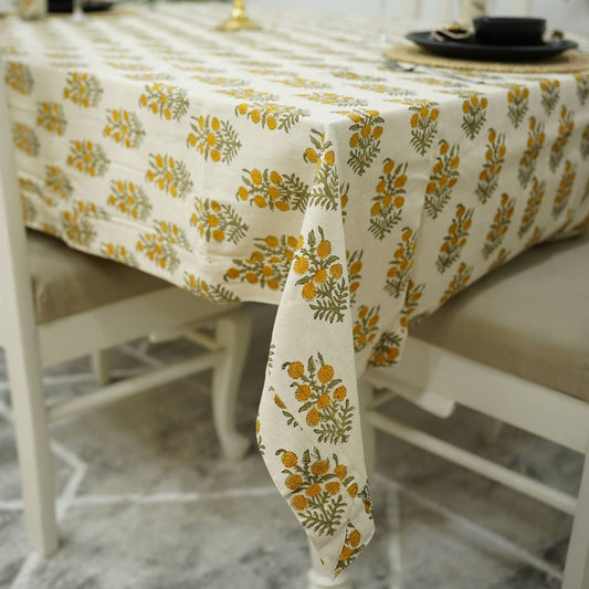 Hajara Hand Block Printed Tablecloth - 6 Seater