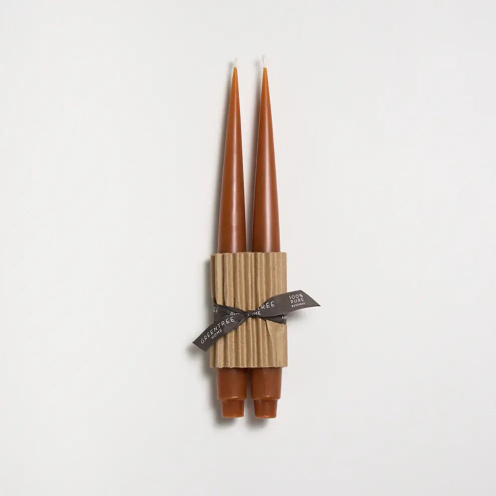 Lavender Apollo Taper Handmade Beeswax Candles: Burnt Amber Greentree Home Candle