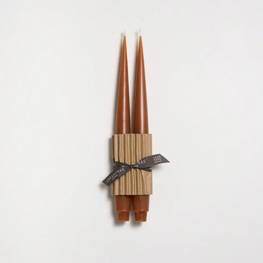 Lavender Apollo Taper Handmade Beeswax Candles: Burnt Amber Greentree Home Candle