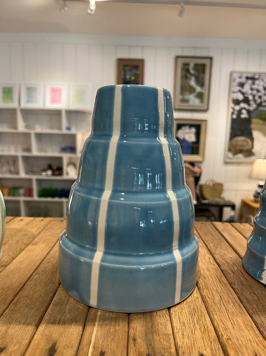 Light Blue White Striped Vase II