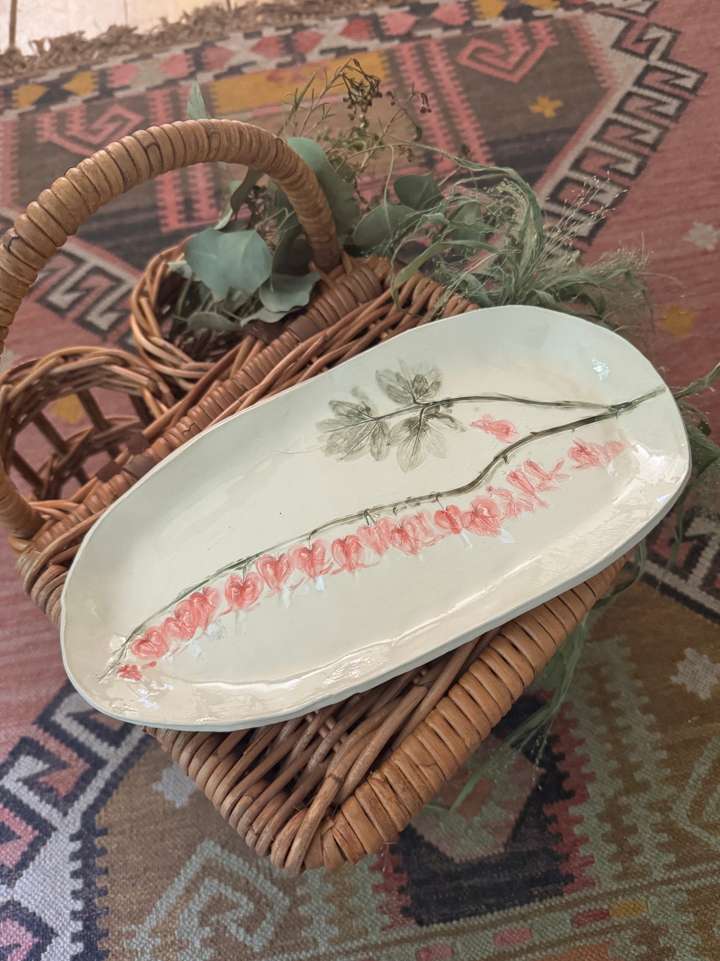 Dim Gray Bleeding Hearts Tray River Road Ceramics