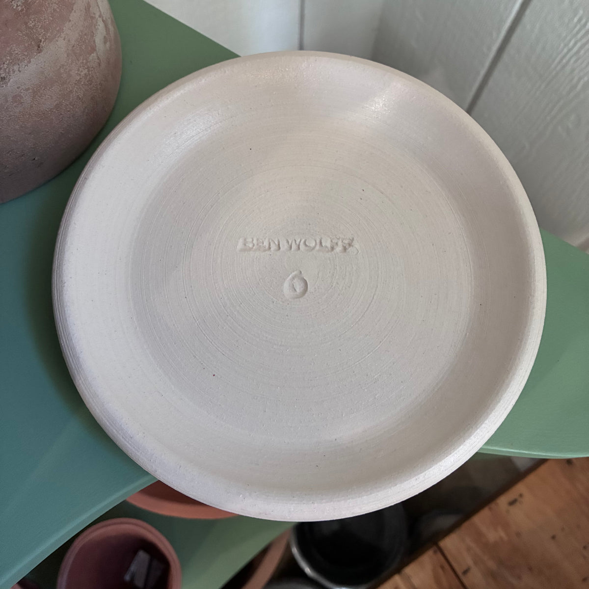 Dark Gray #6 Saucer White Ben Wolff