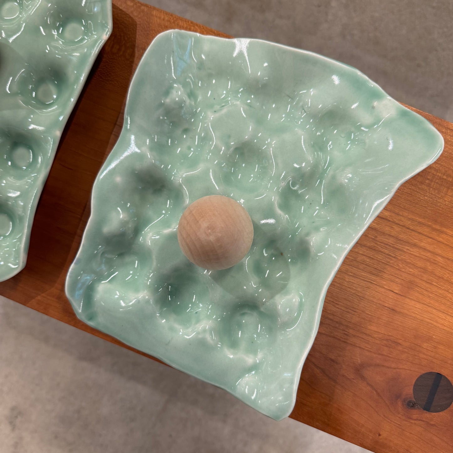Dark Sea Green Handmade Egg Tray x 12 Celadon River Road Ceramics