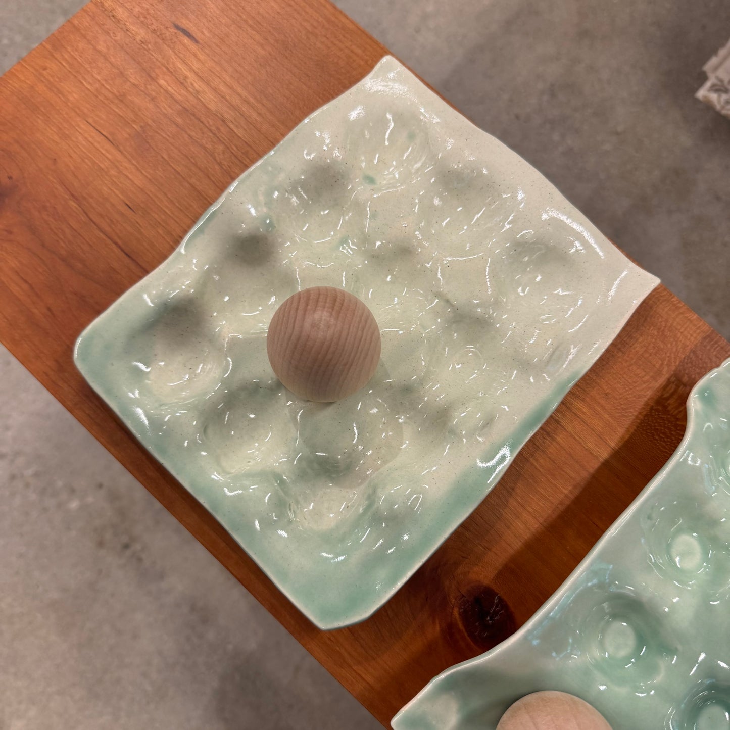 Dim Gray Handmade Egg Tray x 12 Celadon River Road Ceramics