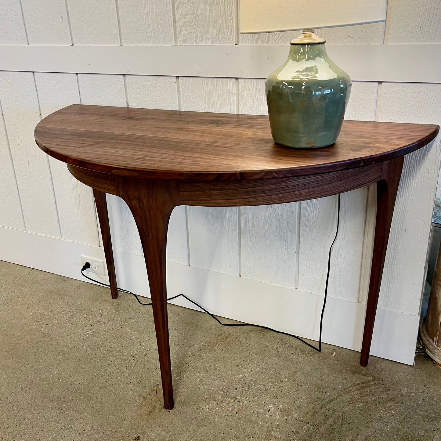 Walnut Demi Lune Side Table Console