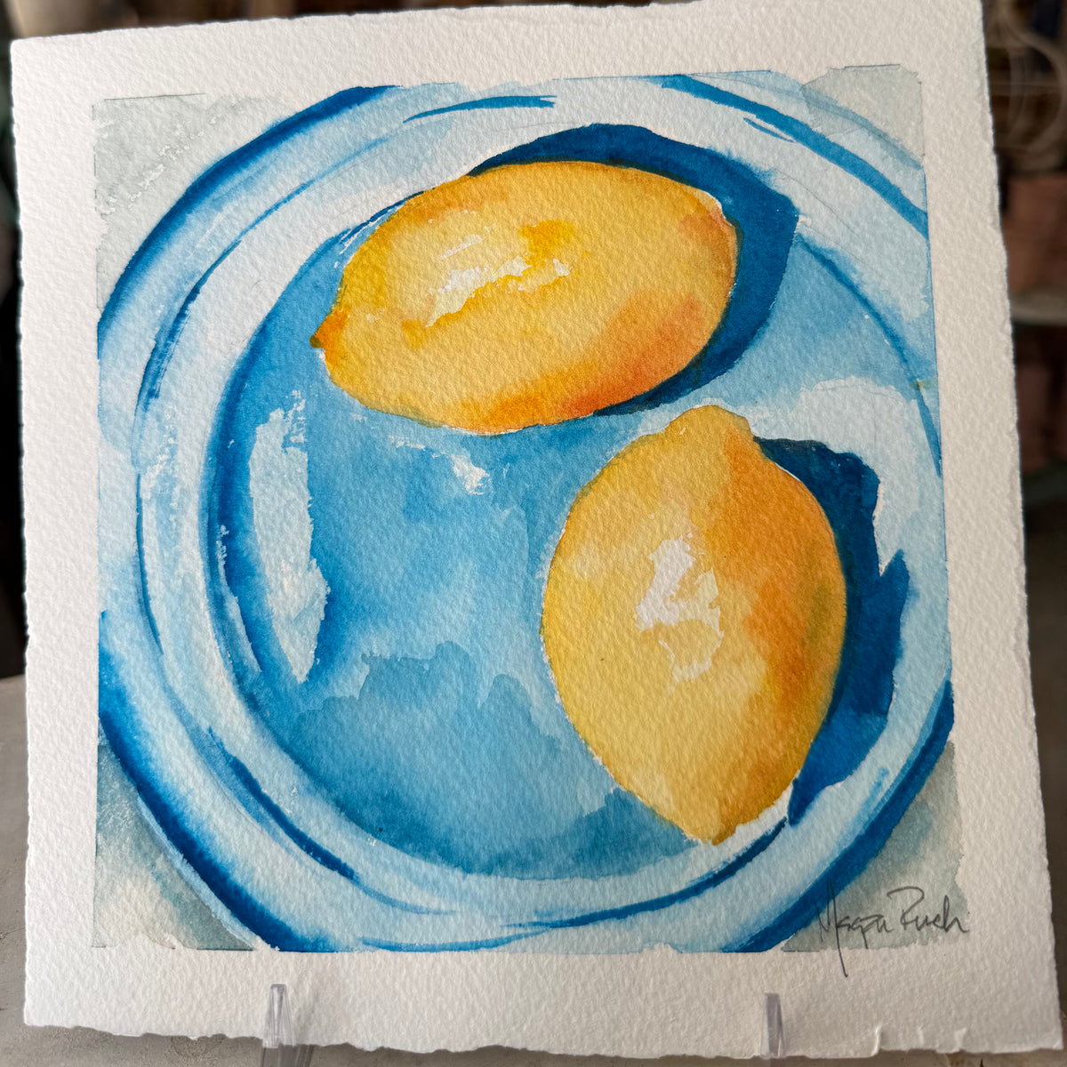 Gray “Lemons in Bowl” Unframed Watercolor Megan Ruch