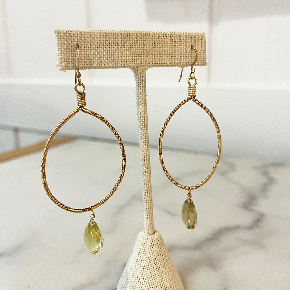 Gold Wire Wrap Teardrop with Garnet 1