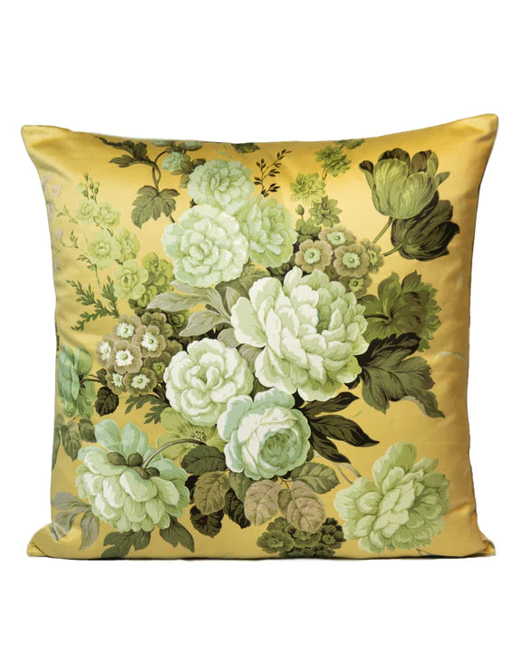 Tea & Table Vintage Cotton Satin Cushion Cover in “Antique Gold” by Sanderson, Double Sided