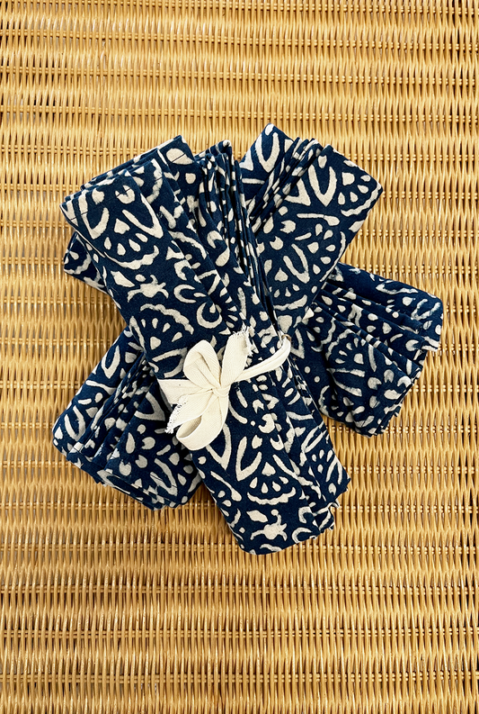 Chakoli Hand Block Printed Napkins - Indigo