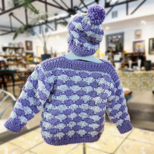 Purple Baby Sweater & Hat Set
