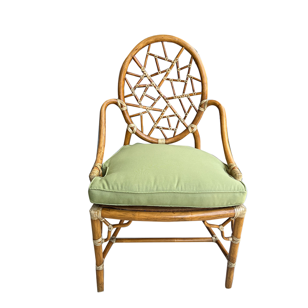 Tan 1950s McGuire Chinese Chippendale Bamboo Chairs - Set of 4 Bunny's Personal Collection