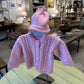 Dark Gray Baby Sweater & Hat Set- Pink with Flower buttons Possum Hill