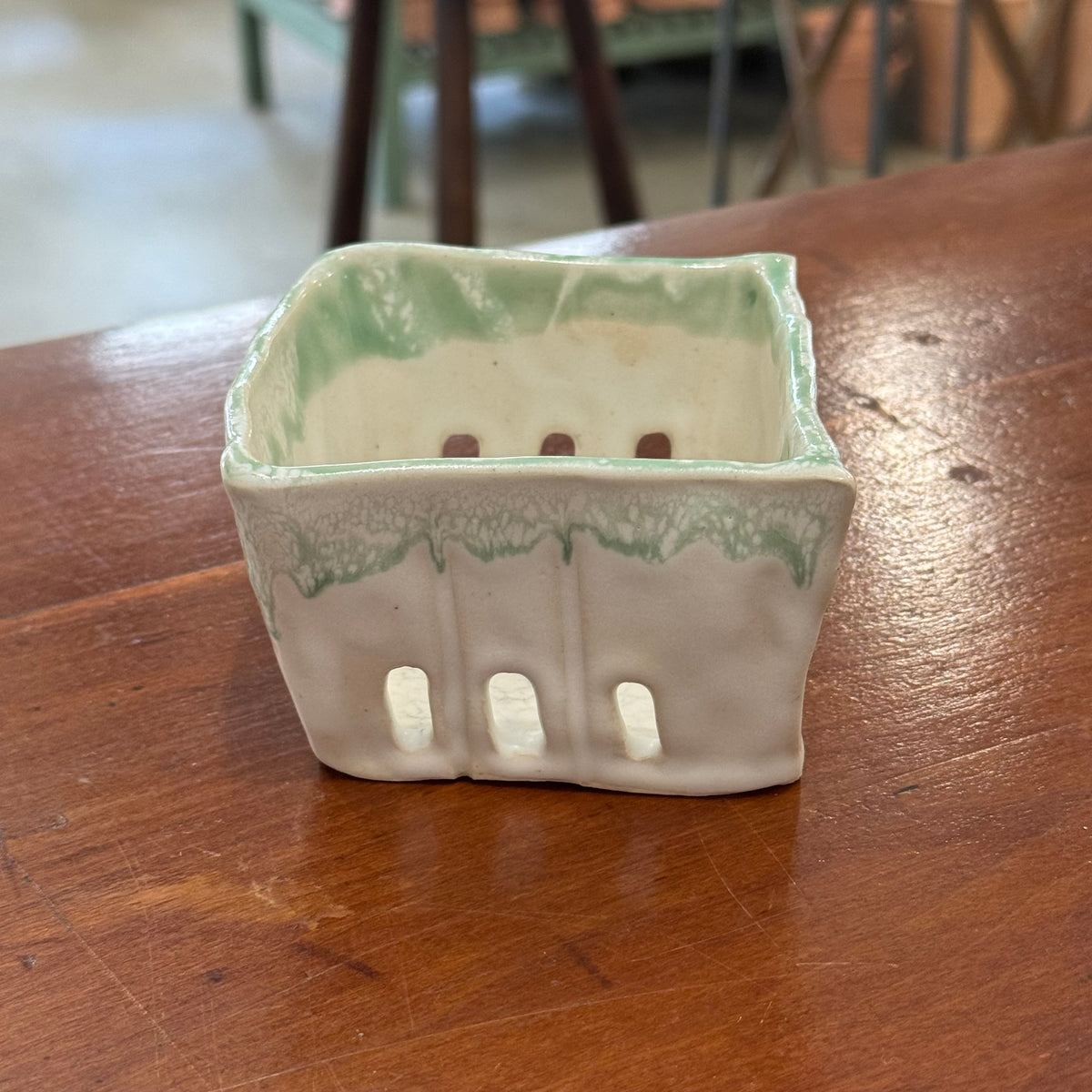 White with Turquoise Berry Basket