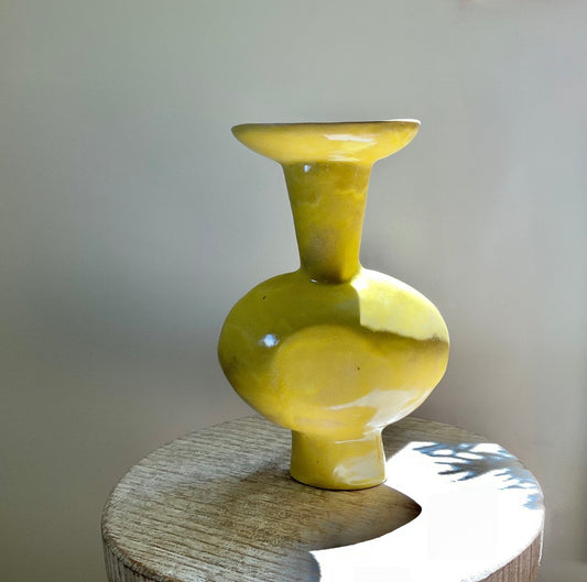 HB Yellow Oval vase 10”