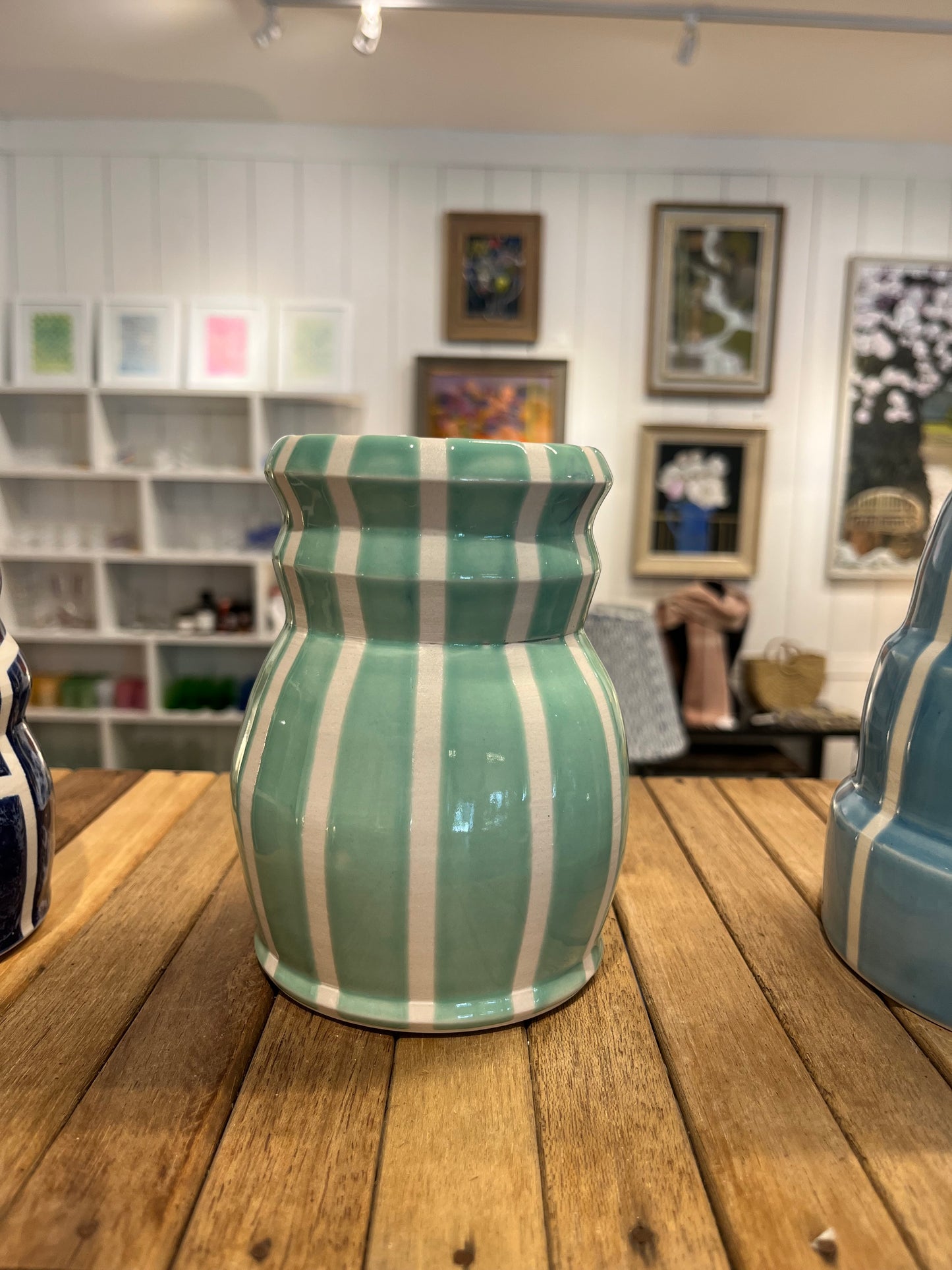Celadon White Striped Vase I