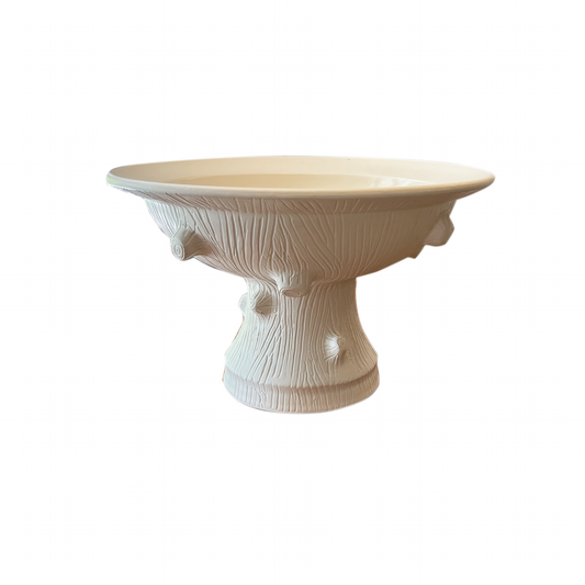 Faux Bois Pedestal Bowl in Matte White