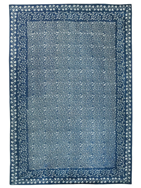 Natural Dye - Tilleul Indigo hand block printed rectangle by Antonia Textiles