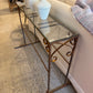 Hand-Forged Iron Flower Stand Glass Top Console