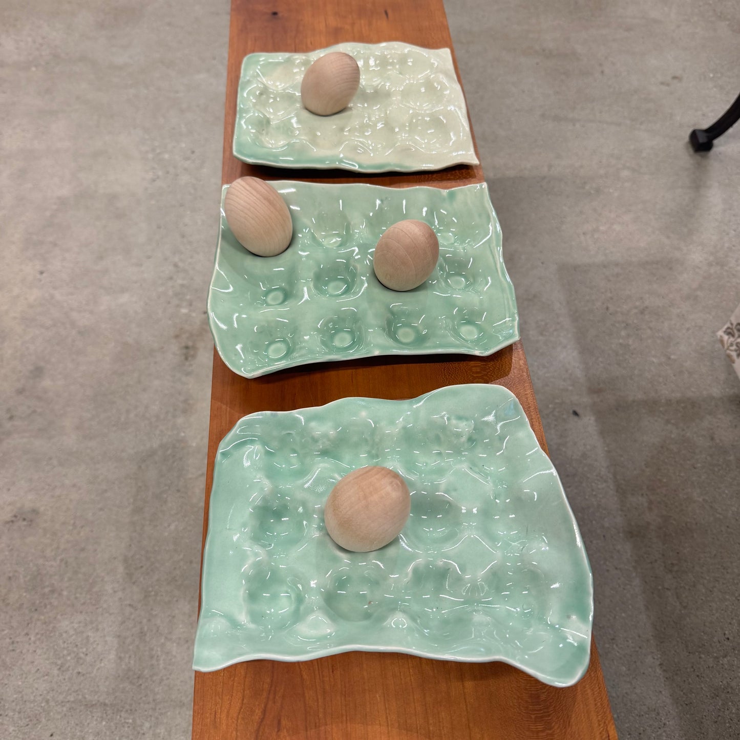Light Slate Gray Handmade Egg Tray x 12 Celadon River Road Ceramics