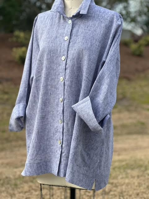 Haldora Orchard Yarn Dyed Linen Shirt/ Cool Breeze