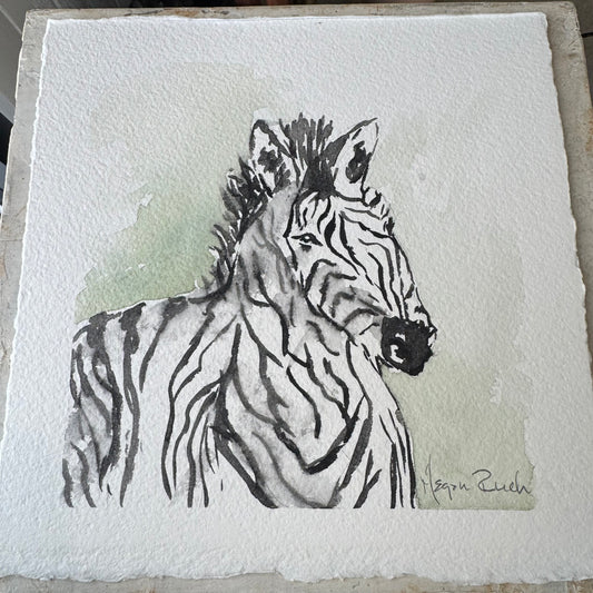 Gray “Zebra” Unframed Watercolor Megan Ruch