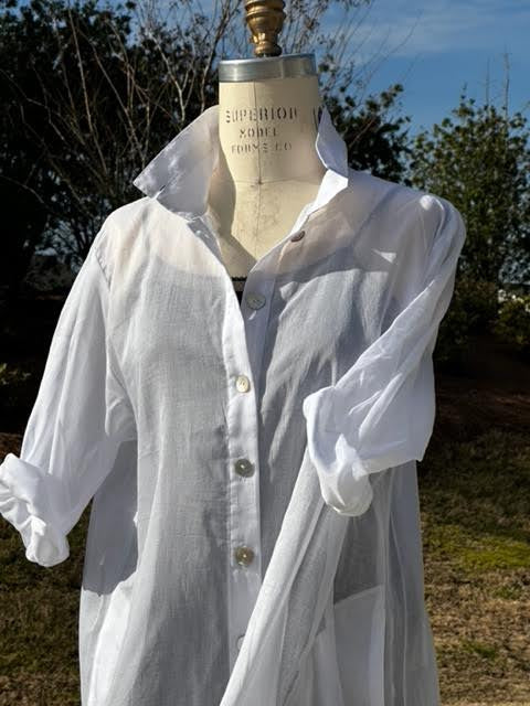 Haldora Orchard Cotton Voile Shirt- White